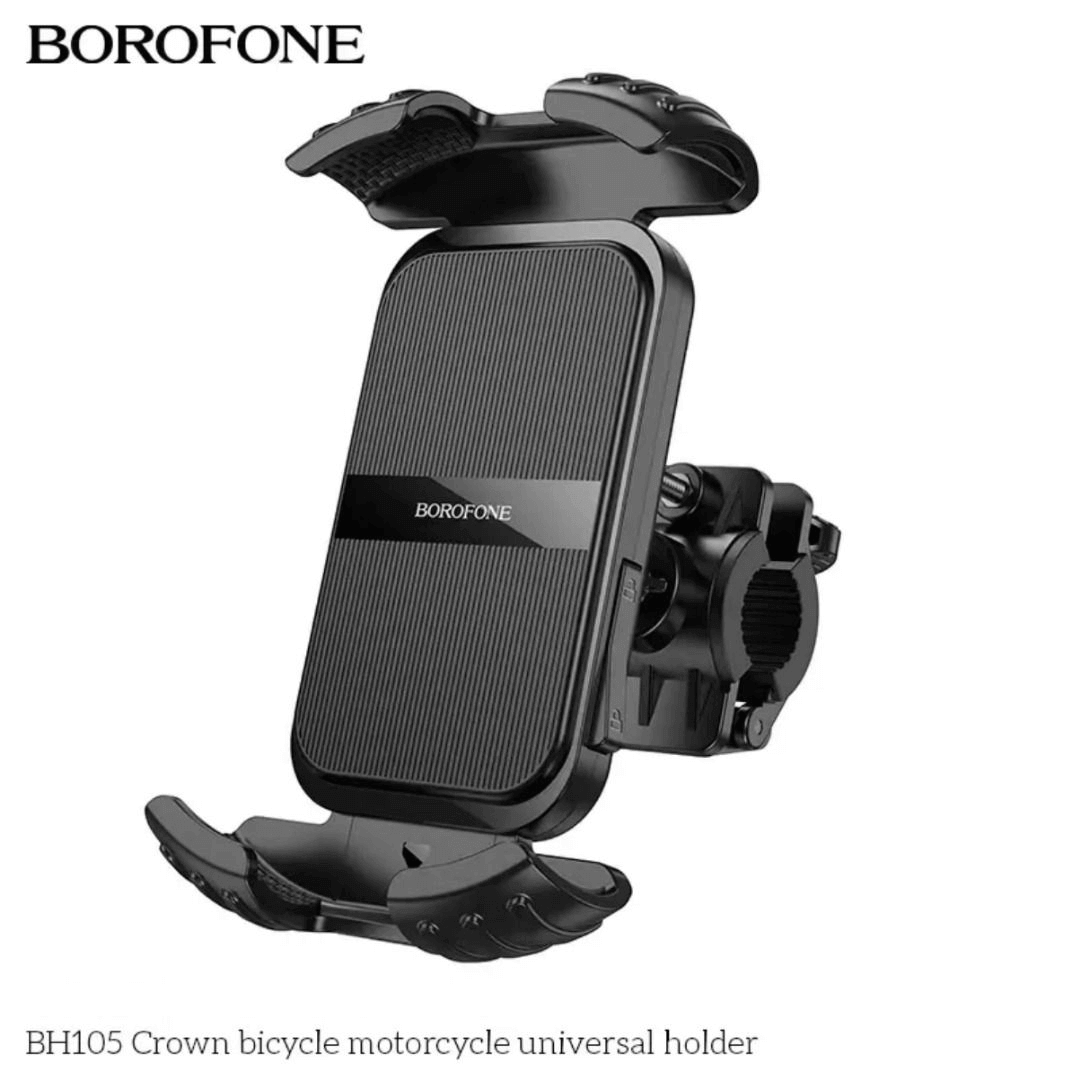 Borofone BH105 Bicycle & Motorcycle Motorbike Cycling Bike Scooter 360° Rotating Universal Mobile Phone Holder Mount Bracke Solid Grip Firmly Locked Borofone BH105 Bicycle & Motorcycle Motorbike Cycling Bike Scooter 360° Rotating Universal Mobile Phone Holder Mount Bracke Solid Grip Firmly Locked